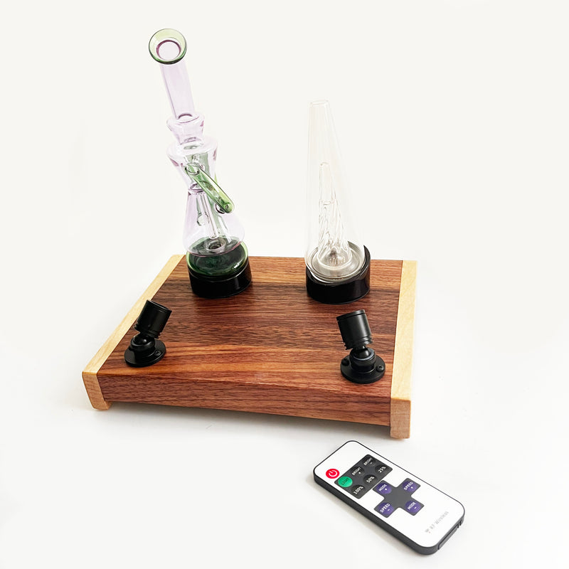 The Puffco Peak or Pro Glass Stand Stage with Spot Lights and  Remote Control