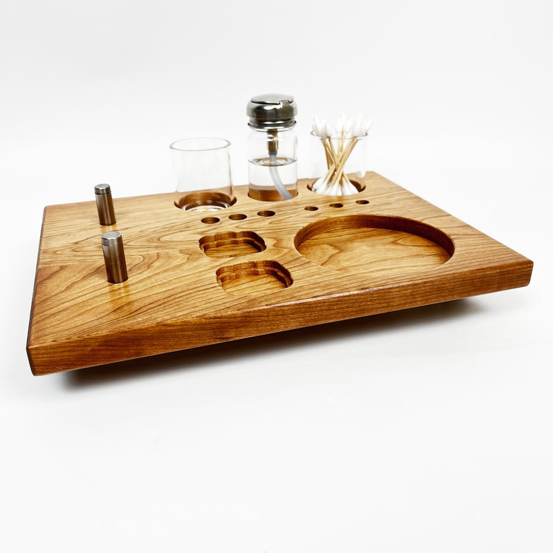 Zenco Sipping Vaporizer Basic All  Wood Tray for Organizing Your Dab Session with ISO Dispenser and Swab Jar