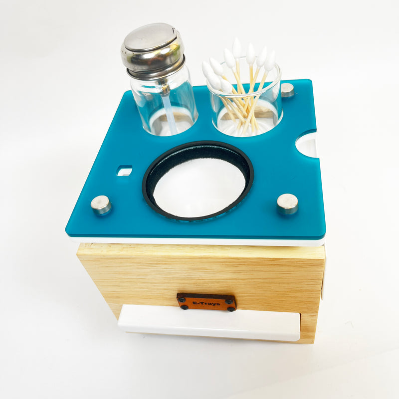 Compact Puffco Dab Session Wooden Box with Hidden Compartments, Storage Drawer, Hot Knife Slot, ISO Dispenser, Swab Jar